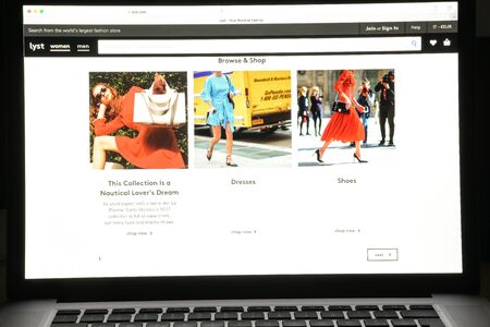 Milan, Italy - May 7, 2017: Lyst website homepage. It's a fashion e-commerce store.のeditorial素材