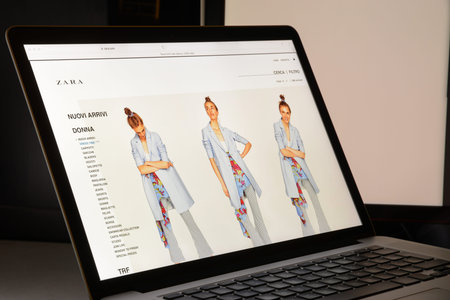 Milan, Italy - May 7, 2017: Zara brand website homepage. It's a spanish's brand fashion e-commerce store.のeditorial素材