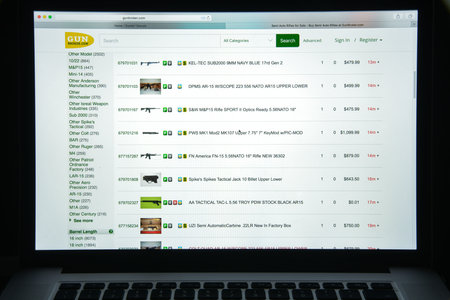 Milan, Italy - August 10, 2017: Gunbroker.com website homepage. It is an auction website ...