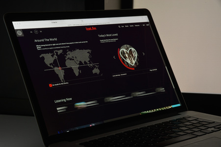 Milan, Italy - August 10, 2017: Last.fm website homepage. It is a music website, founded in the United Kingdom in 2002. Using a music recommender system called "Audioscrobbler". Last.fm logo visibleのeditorial素材