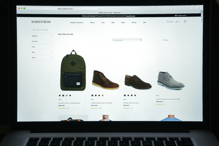 Milan, Italy - August 10, 2017: Nordstrom website homepage. It is an American chain of luxury department stores. Nordstrom logo visible.のeditorial素材