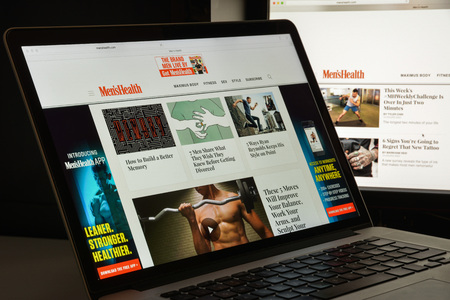 Milan, Italy - August 10, 2017: Men's health website homepage. It is the world's largest men's magazine brand. Men's health logo visible.のeditorial素材