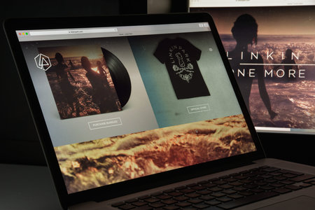 Milan, Italy - August 10, 2017: -Linkin Park website homepage.  Linkin Park logo visible.