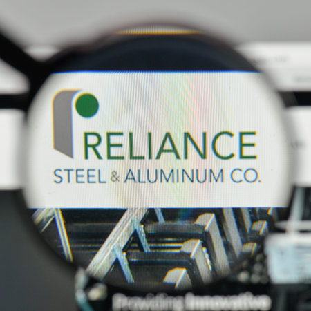 Milan, Italy - November 1, 2017: Reliance Steel & Aluminum logo on the website homepage.