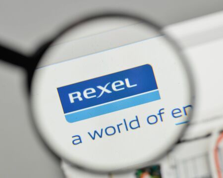 Milan, Italy - November 1, 2017: Rexel logo on the website homepage.のeditorial素材