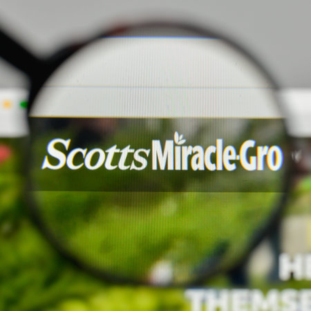 Milan, Italy - November 1, 2017: Scotts Miracle-Gro logo on the website homepage.