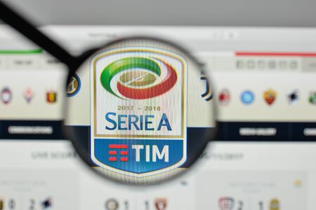 Milan, Italy - November 1, 2017: Serie A logo on the website homepage.のeditorial素材