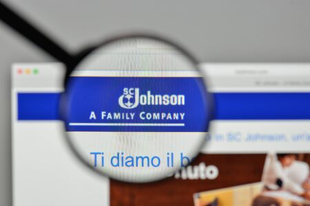 Milan, Italy - November 1, 2017: S.C. Johnson logo on the website homepage.のeditorial素材