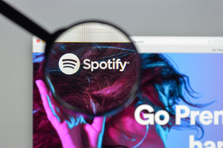 Milan, Italy - August 10, 2017: Spotify website homepage. It is a music, podcast, and video...