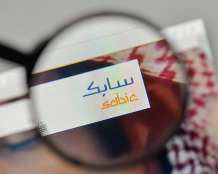 Milan, Italy - November 1, 2017: SABIC logo on the website homepage.のeditorial素材