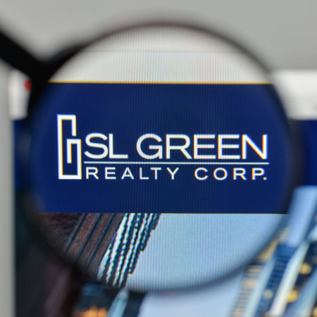 Milan, Italy - November 1, 2017: SL Green Realty logo on the website homepage.