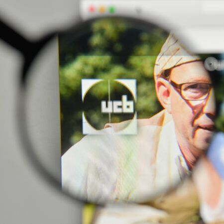 Milan, Italy - November 1, 2017: UCB logo on the website homepage.のeditorial素材