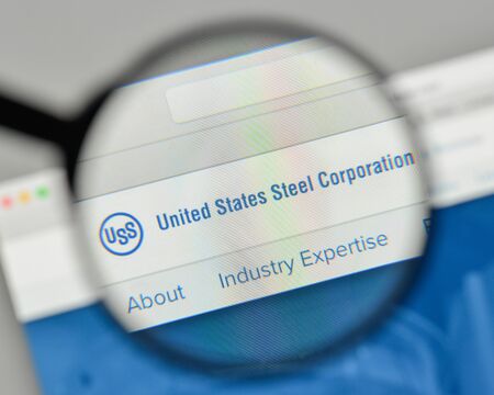 Milan, Italy - November 1, 2017: United States Steel logo on the website homepage.のeditorial素材