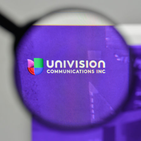 Milan, Italy - November 1, 2017: Univision Communications logo on the website homepage.のeditorial素材
