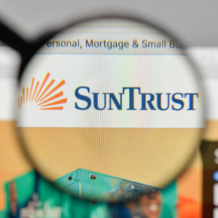 Milan, Italy - November 1, 2017: Sun Trust Banks logo on the website homepage.