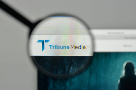 Milan, Italy - November 1, 2017: Tribune Media logo on the website homepage.