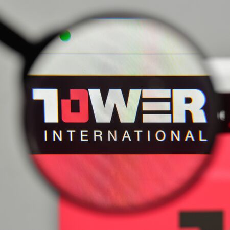 Milan, Italy - November 1, 2017: Tower International logo on the website homepage.のeditorial素材