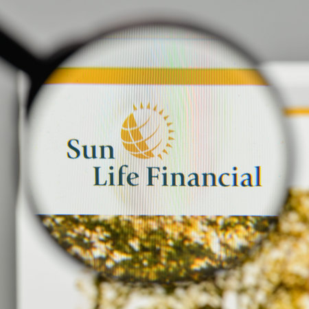 Milan, Italy - November 1, 2017: Sun Life Financial Inc logo on the website homepage.