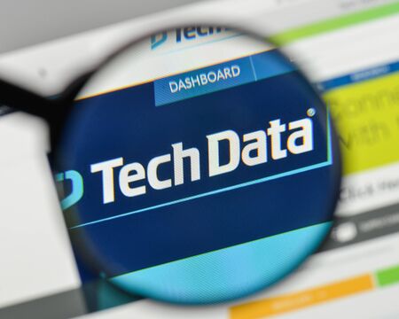 Milan, Italy - November 1, 2017: Tech Data logo on the website homepage.のeditorial素材