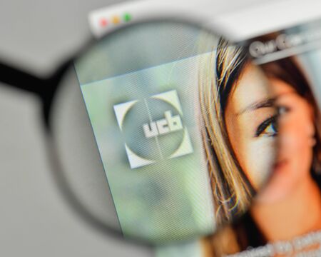 Milan, Italy - November 1, 2017: UCB logo on the website homepage.のeditorial素材