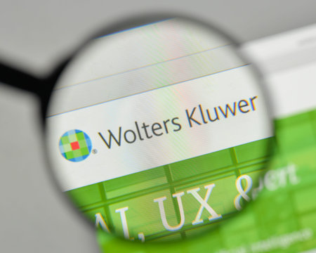 Milan, Italy - November 1, 2017: Wolters Kluwer NV logo on the website homepage.