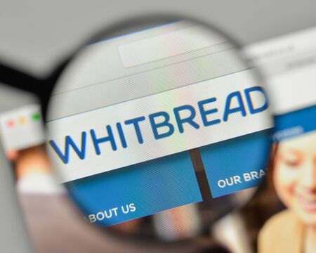 Milan, Italy - November 1, 2017: Whitbread logo on the website homepage.のeditorial素材