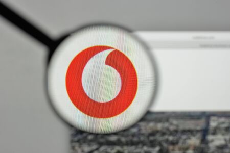 Milan, Italy - November 1, 2017: Vodafone Group logo on the website homepage.のeditorial素材