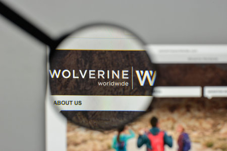 Milan, Italy - November 1, 2017: Wolverine World Wide logo on the website homepage.