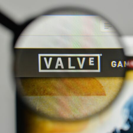 Milan, Italy - November 1, 2017: Valve logo on the website homepage.のeditorial素材