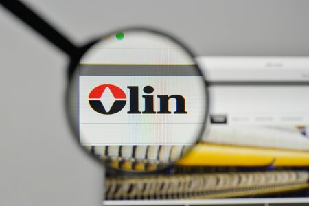 Milan, Italy - November 1, 2017: Olin logo on the website homepage.のeditorial素材