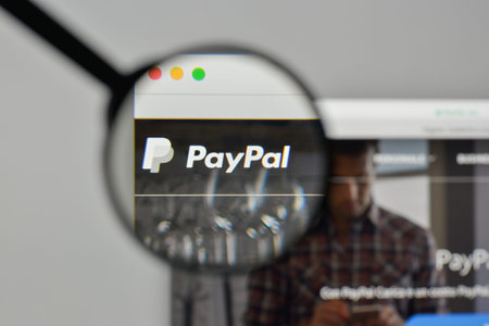 Milan, Italy - November 1, 2017: Paypal logo on the website homepage.