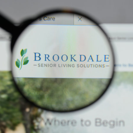 Milan, Italy - August 10, 2017: Brookdale Senior Living logo on the website homepage.