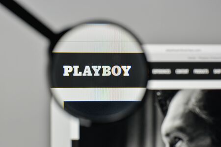 Milan, Italy - November 1, 2017: Playboy logo on the website homepage.のeditorial素材