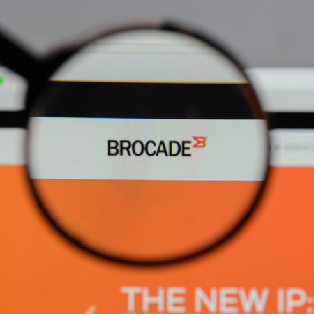 Milan, Italy - August 10, 2017: Brocade Communications Systems logo on the website homepage.