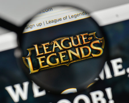 Milan, Italy - November 1, 2017: League of Legends logo on the website homepage.
