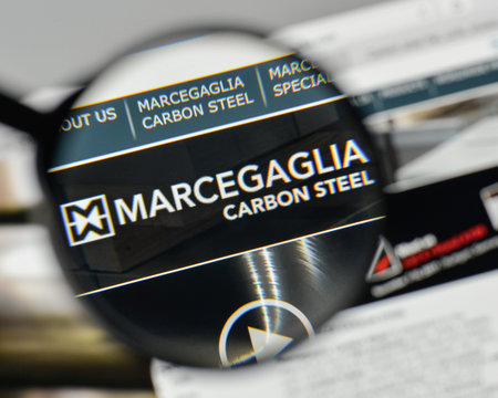 Milan, Italy - November 1, 2017: Marcegaglia logo on the website homepage.