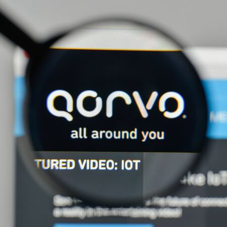 Milan, Italy - November 1, 2017: Qorvo logo on the website homepage.のeditorial素材