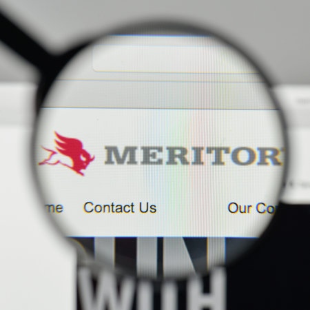 Milan, Italy - November 1, 2017: Meritor logo on the website homepage.