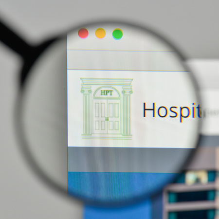 Milan, Italy - November 1, 2017: Hospitality Properties Trust logo on the website homepage.のeditorial素材