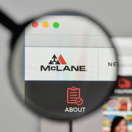 Milan, Italy - November 1, 2017: Mclane Company logo on the website homepage.のeditorial素材