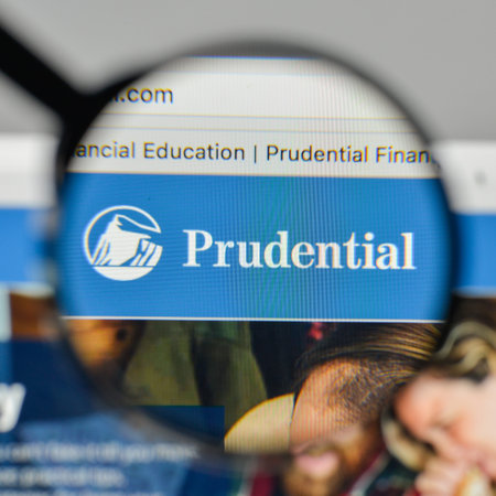 Milan, Italy - November 1, 2017: Prudential Financial logo on the website homepage.