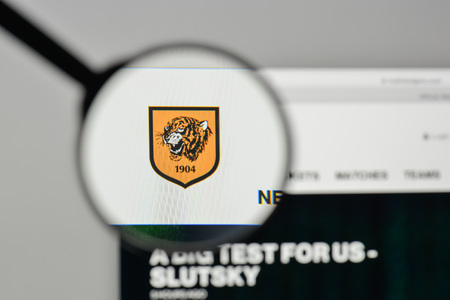Milan, Italy - November 1, 2017: Hull City logo on the website homepage.のeditorial素材