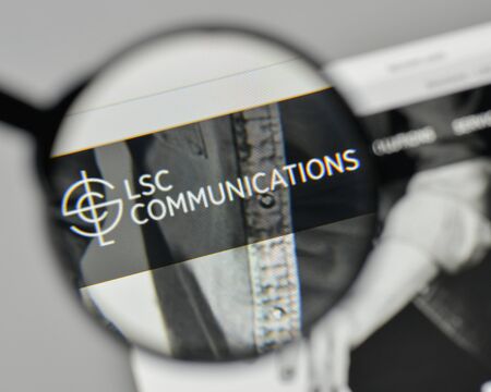 Milan, Italy - November 1, 2017: LSC Communications logo on the website homepage.のeditorial素材