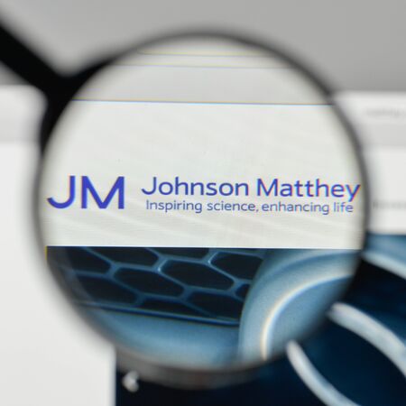 Milan, Italy - November 1, 2017: Johnson Matthey logo on the website homepage.のeditorial素材