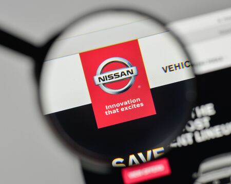 Milan, Italy - November 1, 2017: Nissan logo on the website homepage.のeditorial素材