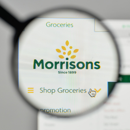 Milan, Italy - November 1, 2017: Morrison Super Markets logo on the website homepage.のeditorial素材