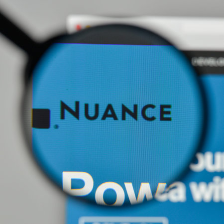 Milan, Italy - November 1, 2017: Nuance Communications logo on the website homepage.