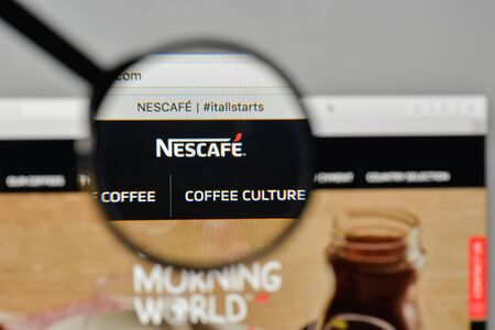 Milan, Italy - November 1, 2017: Nescafe logo on the website homepage.のeditorial素材