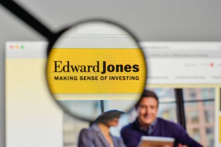 Milan, Italy - November 1, 2017: Jones Financial logo on the website homepage.のeditorial素材