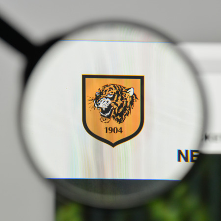 Milan, Italy - November 1, 2017: Hull City logo on the website homepage.のeditorial素材